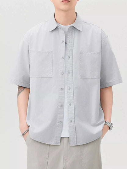 Men's Plus Size Button Up Half Sleeve Shirt