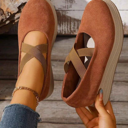 Crisscross Wedge Slip-Ons