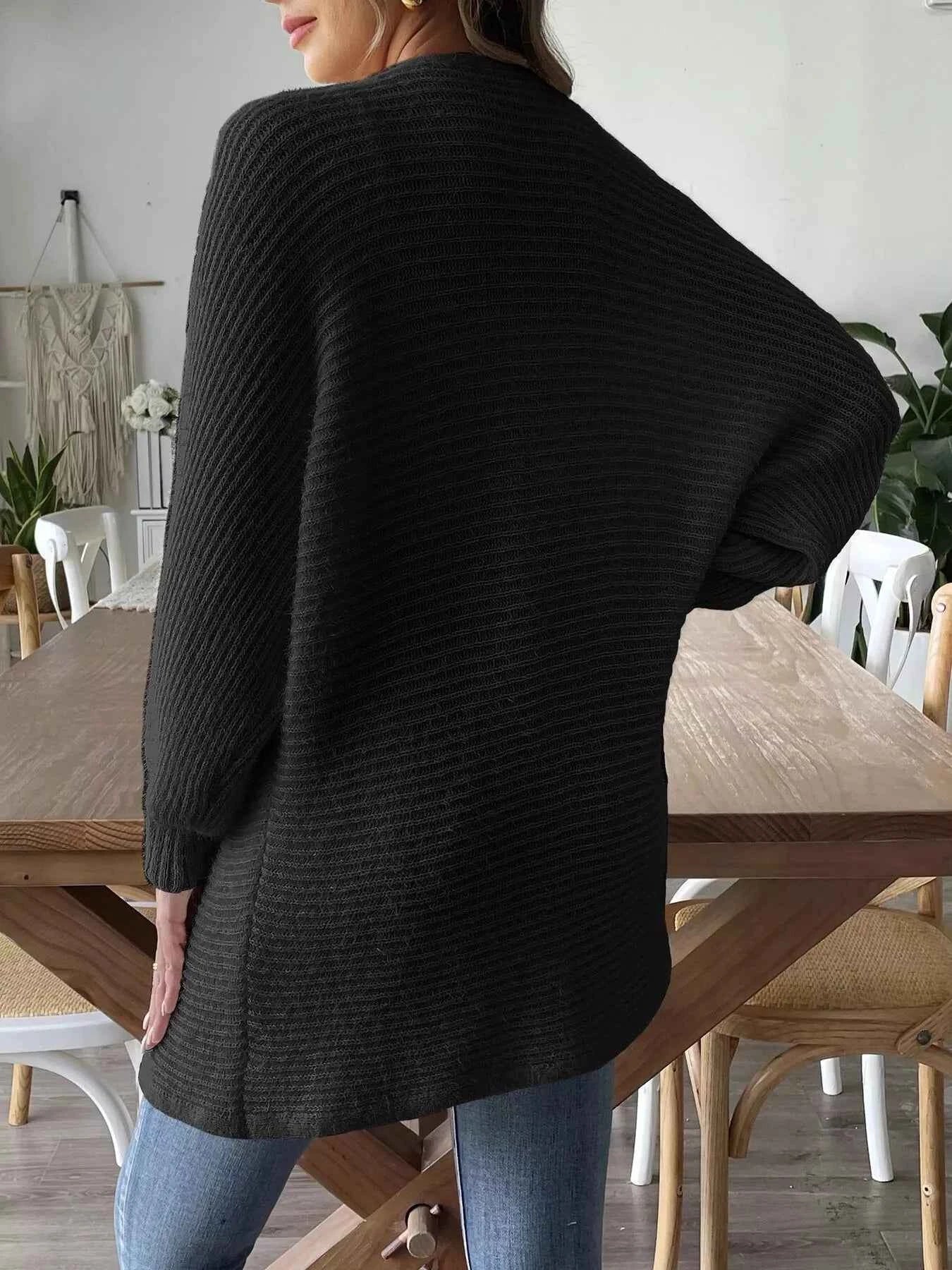 Open Front Drop Shoulder Cardigan