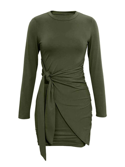 Round Neck Long Sleeve Bodycon Dress