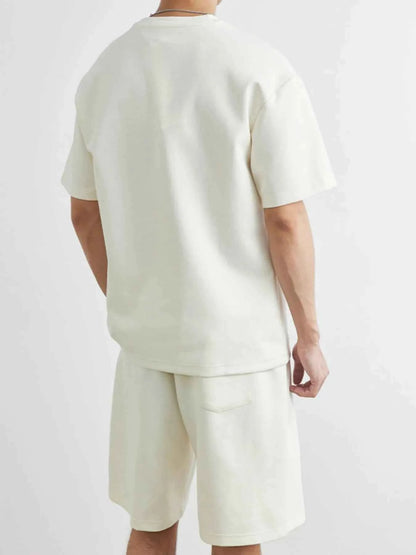 Men's Plus Size Round Neck Short Sleeve Top and Shorts Set