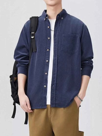 Men's Plus Size Button Up Long Sleeve Shirt