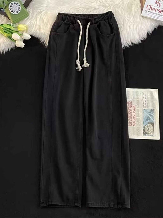 Men's Full Size Drawstring Wide Leg Jeans Plus Size