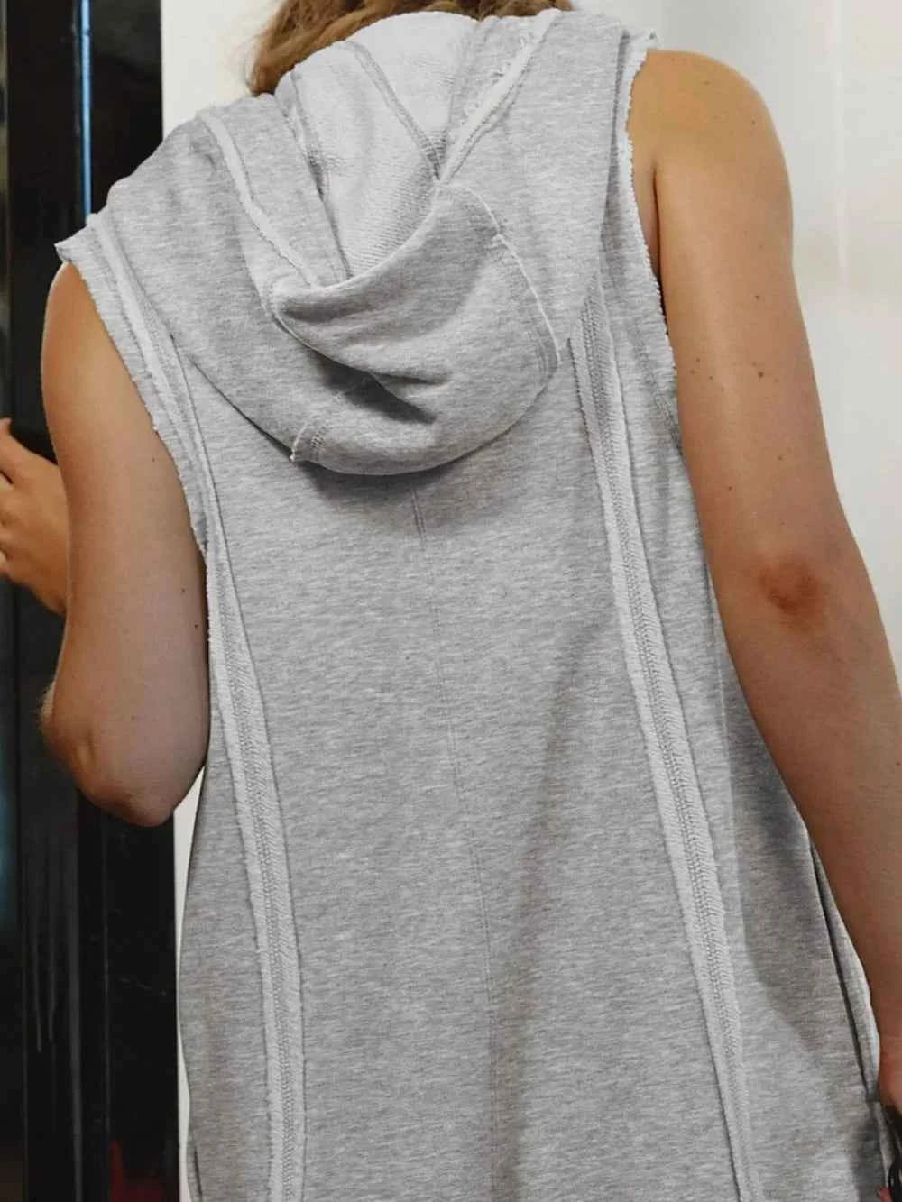 Half Zipped Hooded Sleeveless Romper