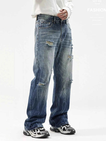 Men's Distressed Wide Leg Jeans