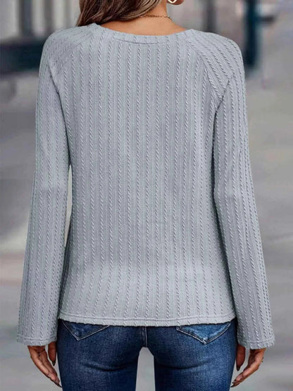 Textured Knit Long Sleeve T-Shirt
