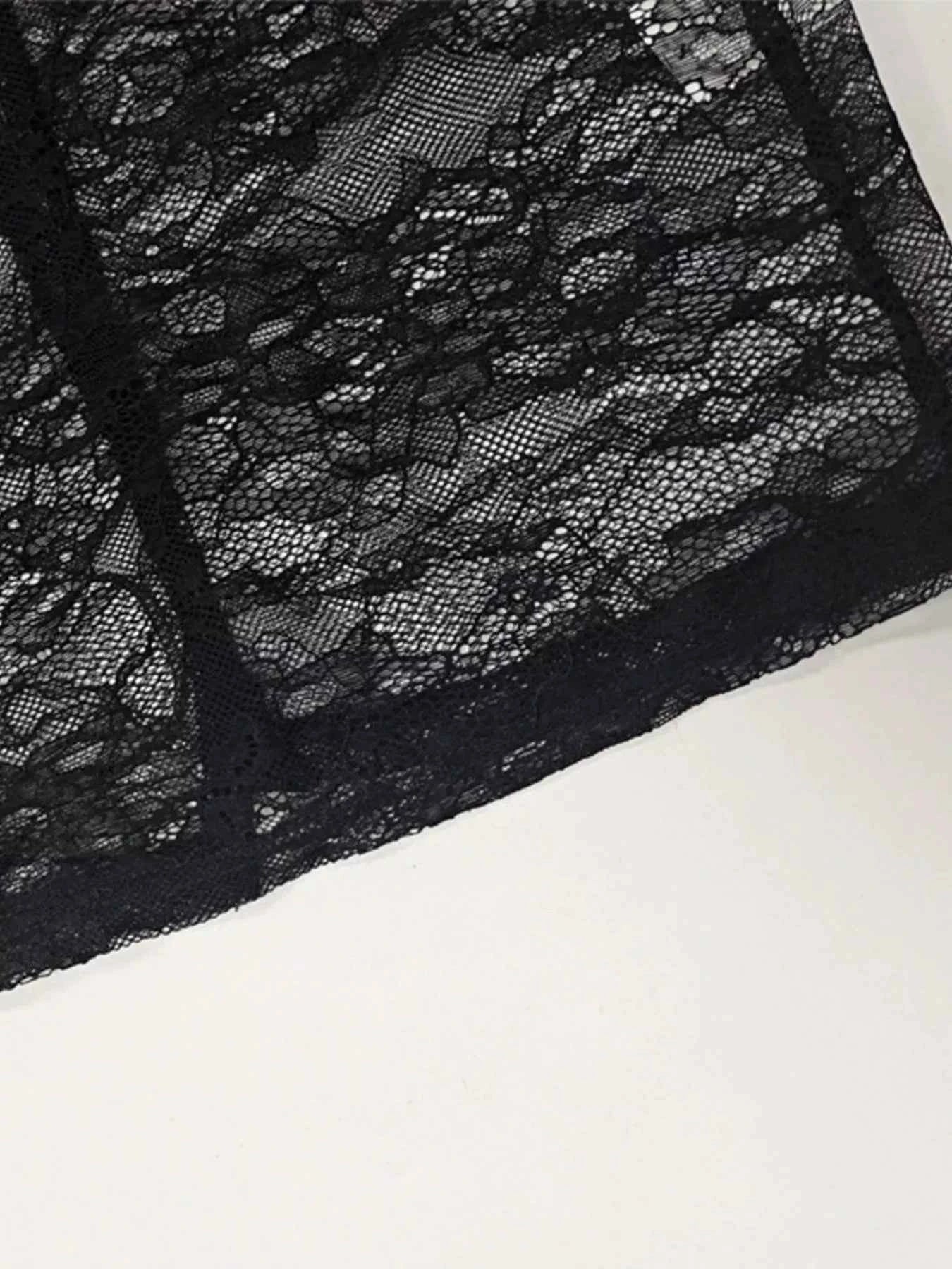 Lace Sheer Mock Neck Long Sleeve Maxi Dress