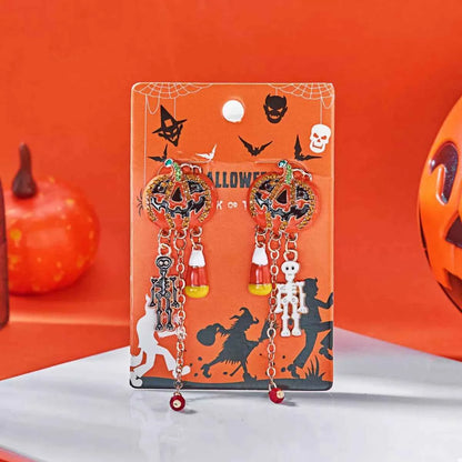 Halloween Pumpkin Drop Chain Earrings