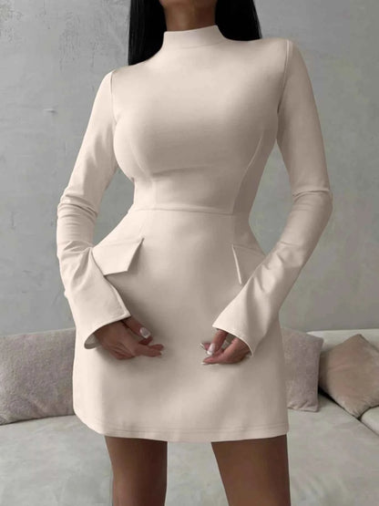 Mock Neck Long Sleeve Bodycon Dress