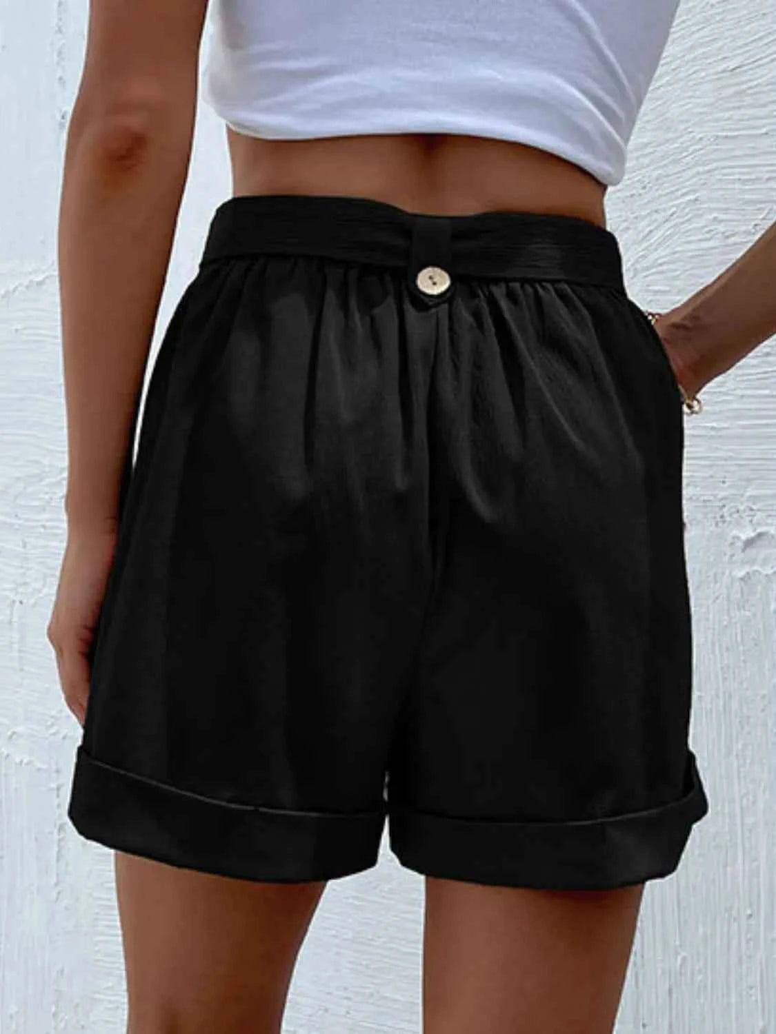 High-Waisted Pleated Shorts with Belt Detail