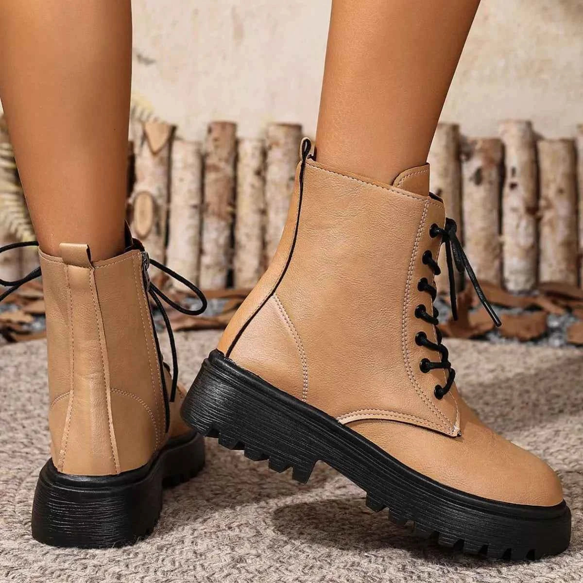 Round Toe Block Heels Boots