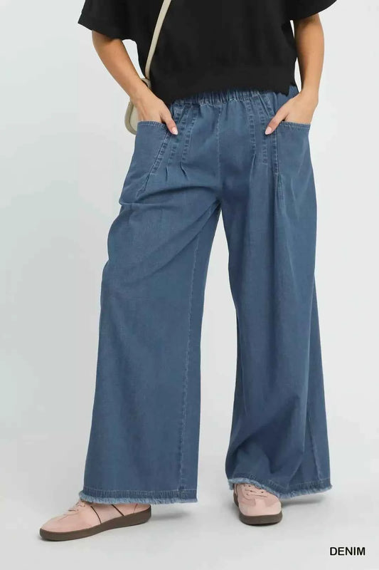 Umgee Stone Washed Wide Leg Pants