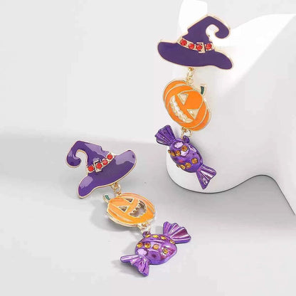 Halloween 18K Gold-Plated Alloy Pumpkin Earrings