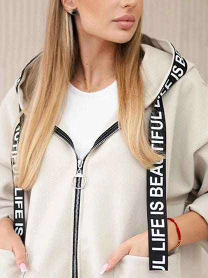 Full Size Hooded Zip-Up Longline Outerwear Plus Size