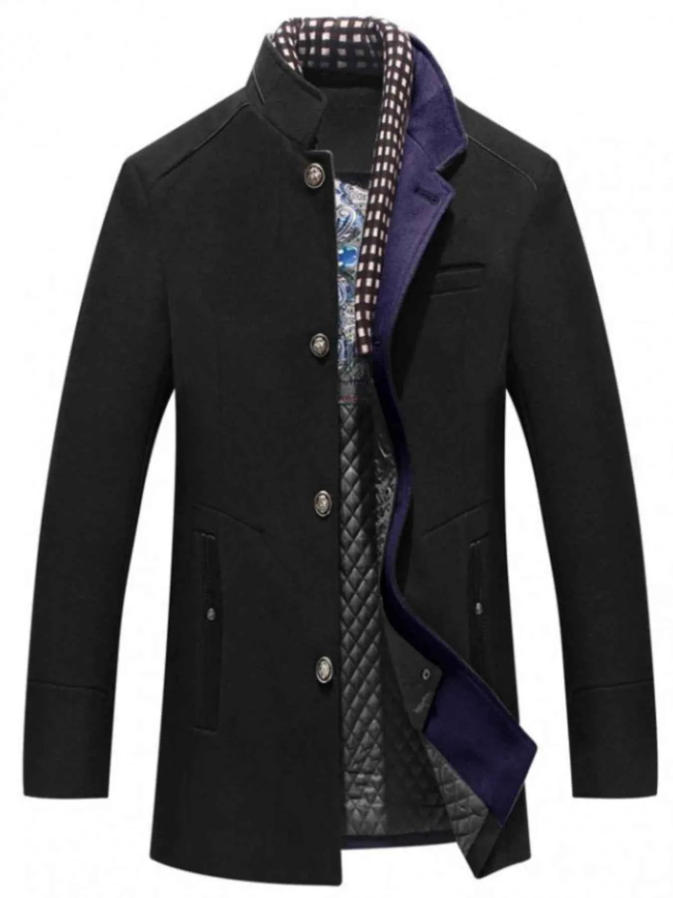 Men's Plus Size Quilted Inner Long Sleeve Coat