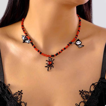 Halloween Spider Web Beaded Necklace