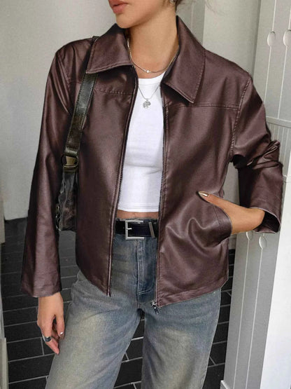 Zip Up Leather Jacket