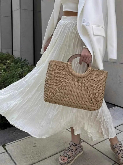 Ruched Elastic Waist Skirt