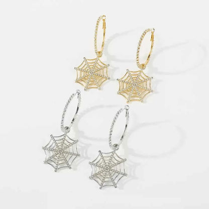 Halloween Spider Web Dangle Hoop Earrings
