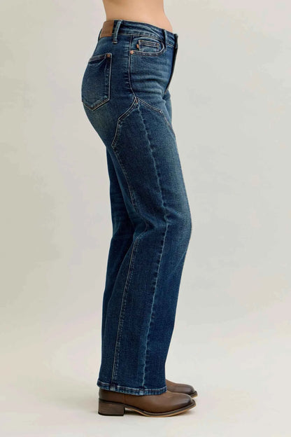 Judy Blue Full Size Seam Detail Straight Leg Jeans Plus Size