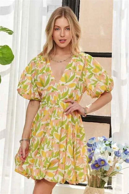 ADORA Puff Sleeve Floral Dress