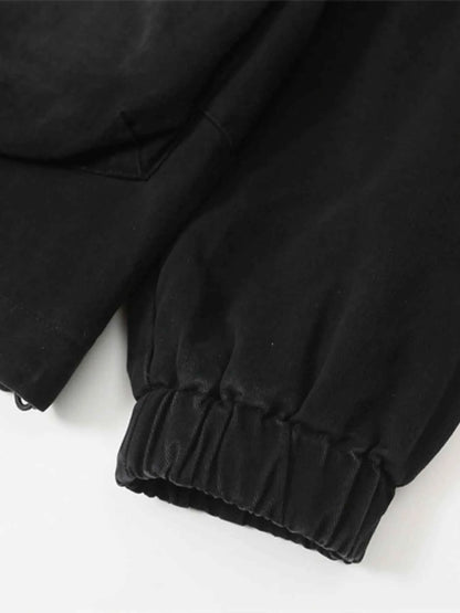 Men's Plus Size Drawstring Long Sleeve Jacket