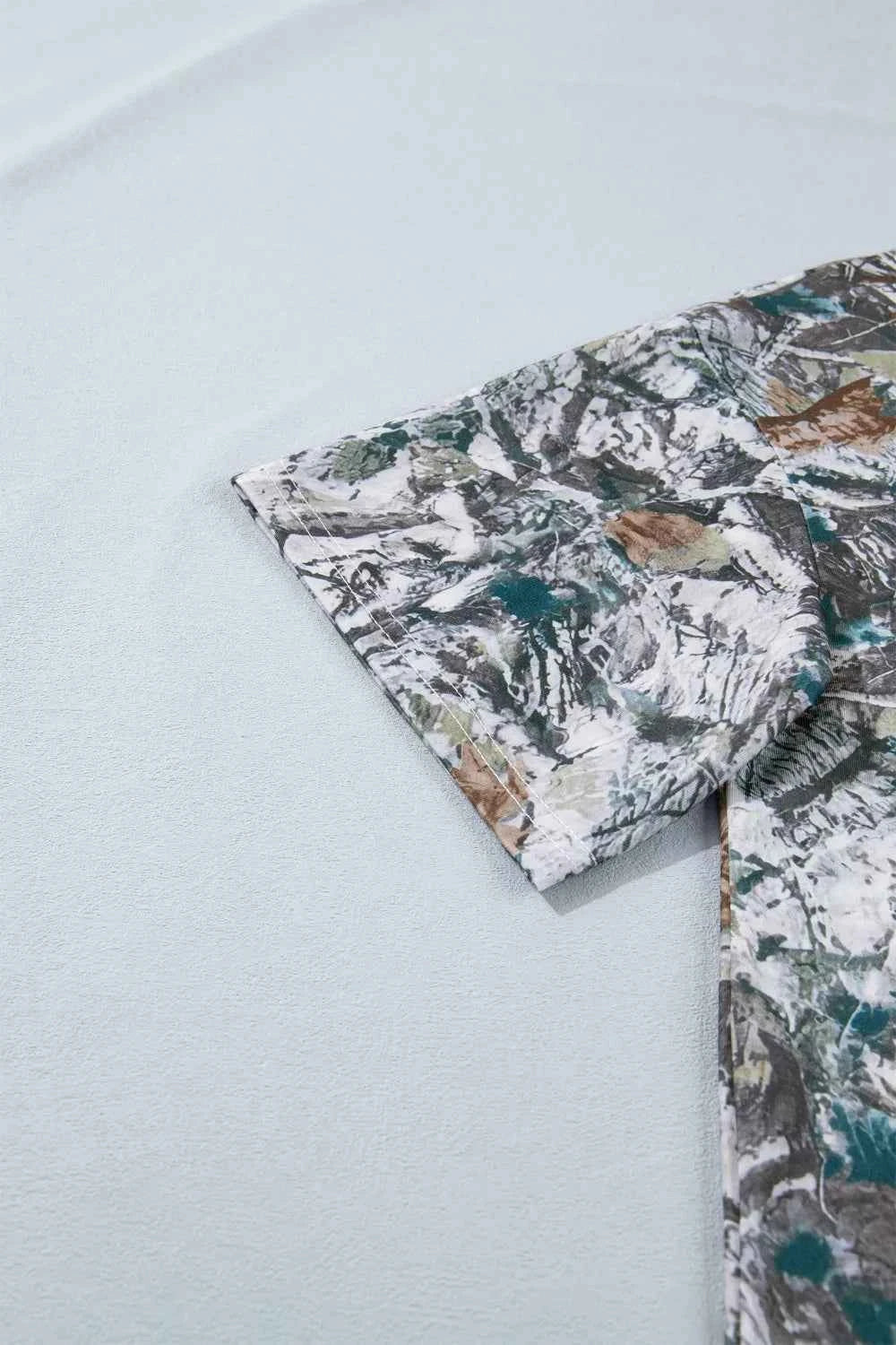 Abstract Woodland Print Tunic Henley T Shirt