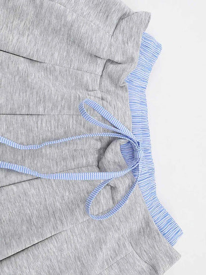 Drawstring Pleated Mini Skirt