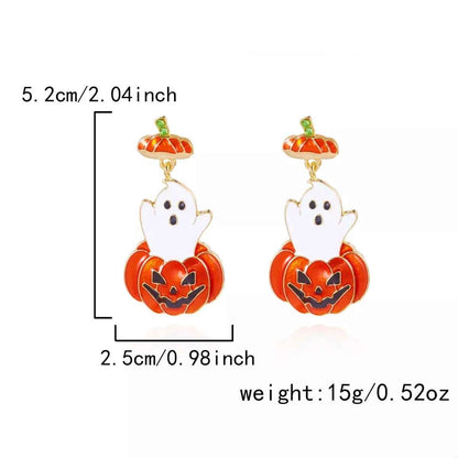 Halloween Ghost Pumpkin Dangle Earrings
