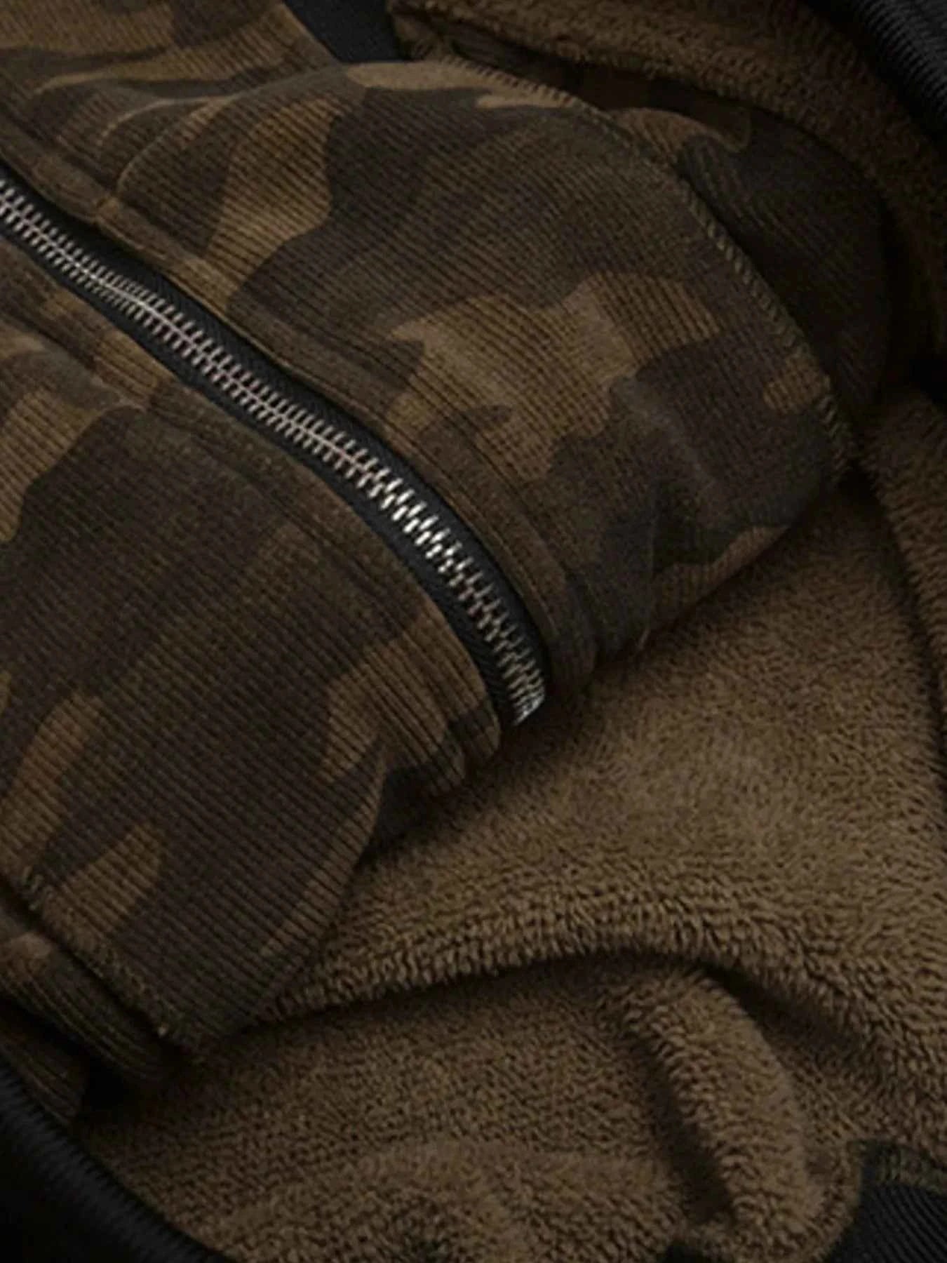 Men's Camouflage Faux Fur Hood Jacket