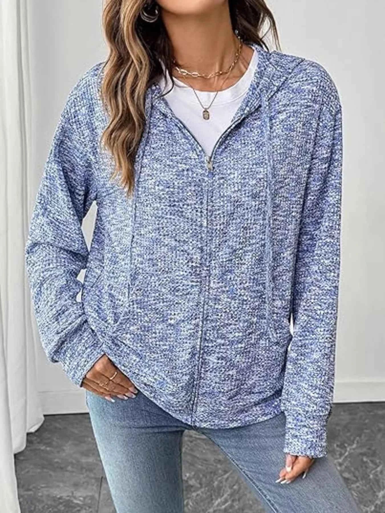 Textured Knit Zip-Up Jacket