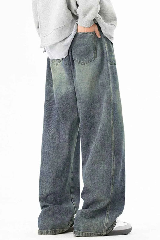 Men's Full Size Wide Leg Vintage Wash Jeans Plus Size