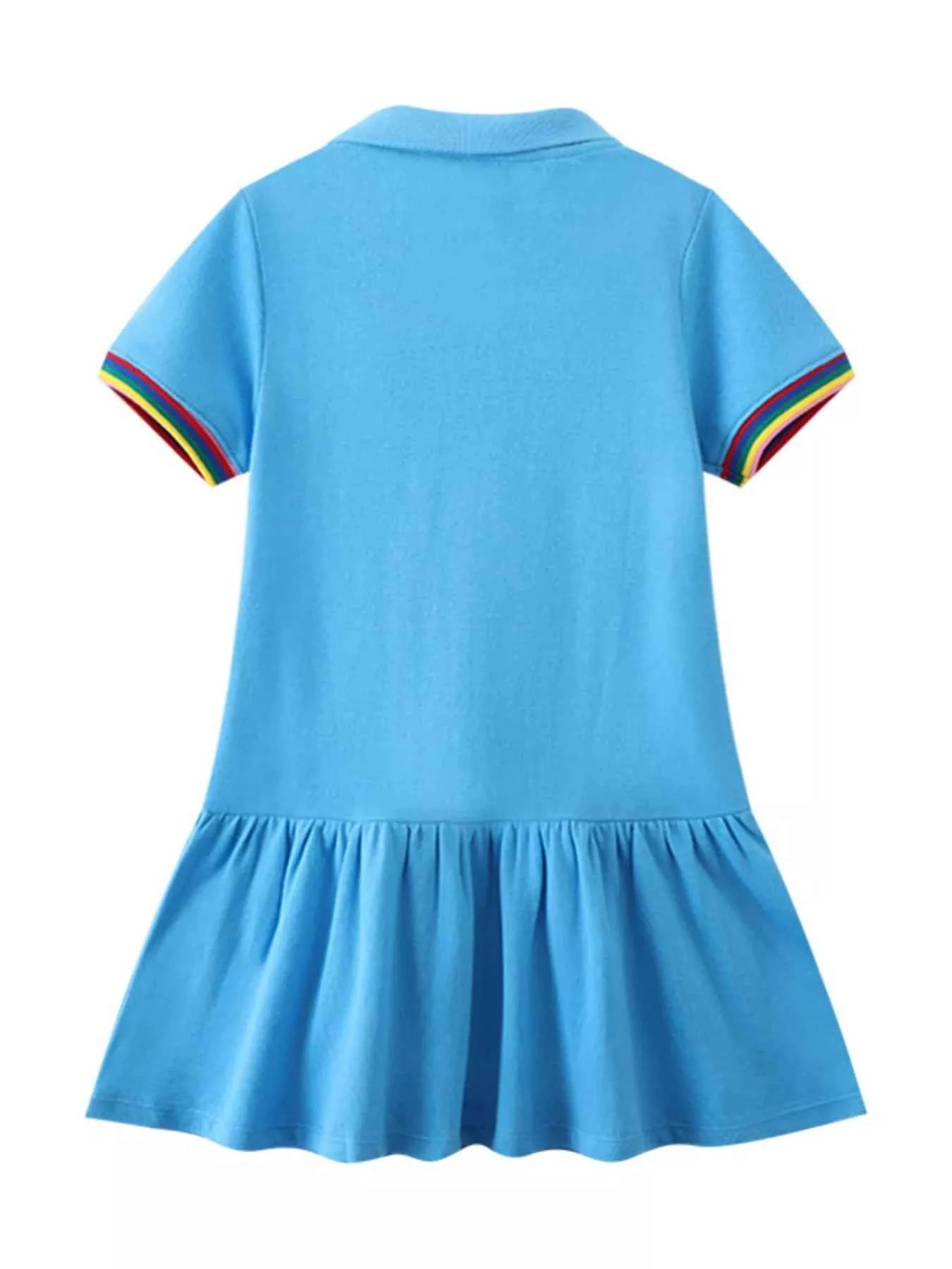 Children's Unicorn Embroidered Ruffled Polo Dress