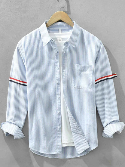 Men's Plus Size Striped Casual Long Sleeve Shirt