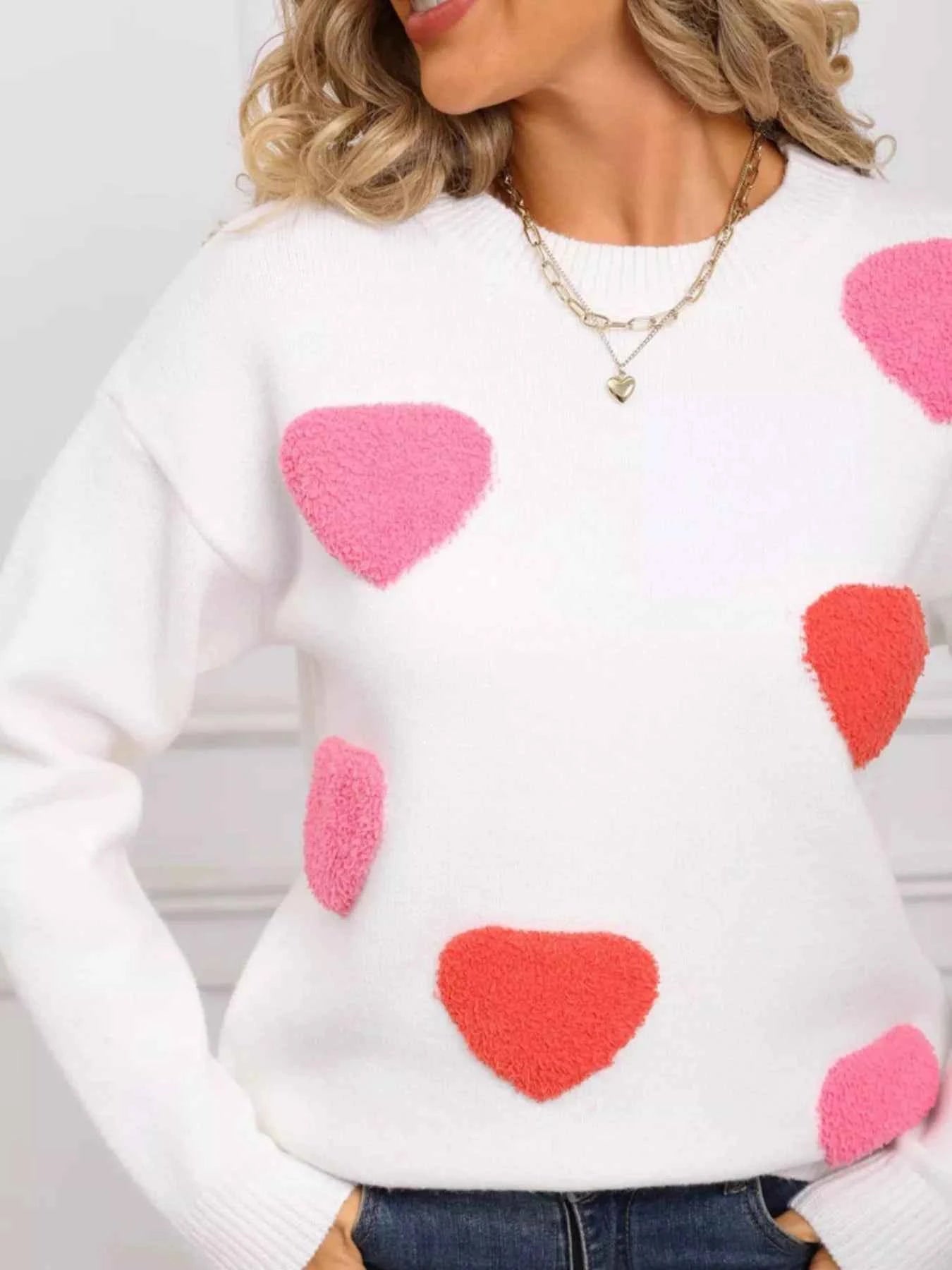 Valentine's Day Heart Pattern Long Sleeve Sweater