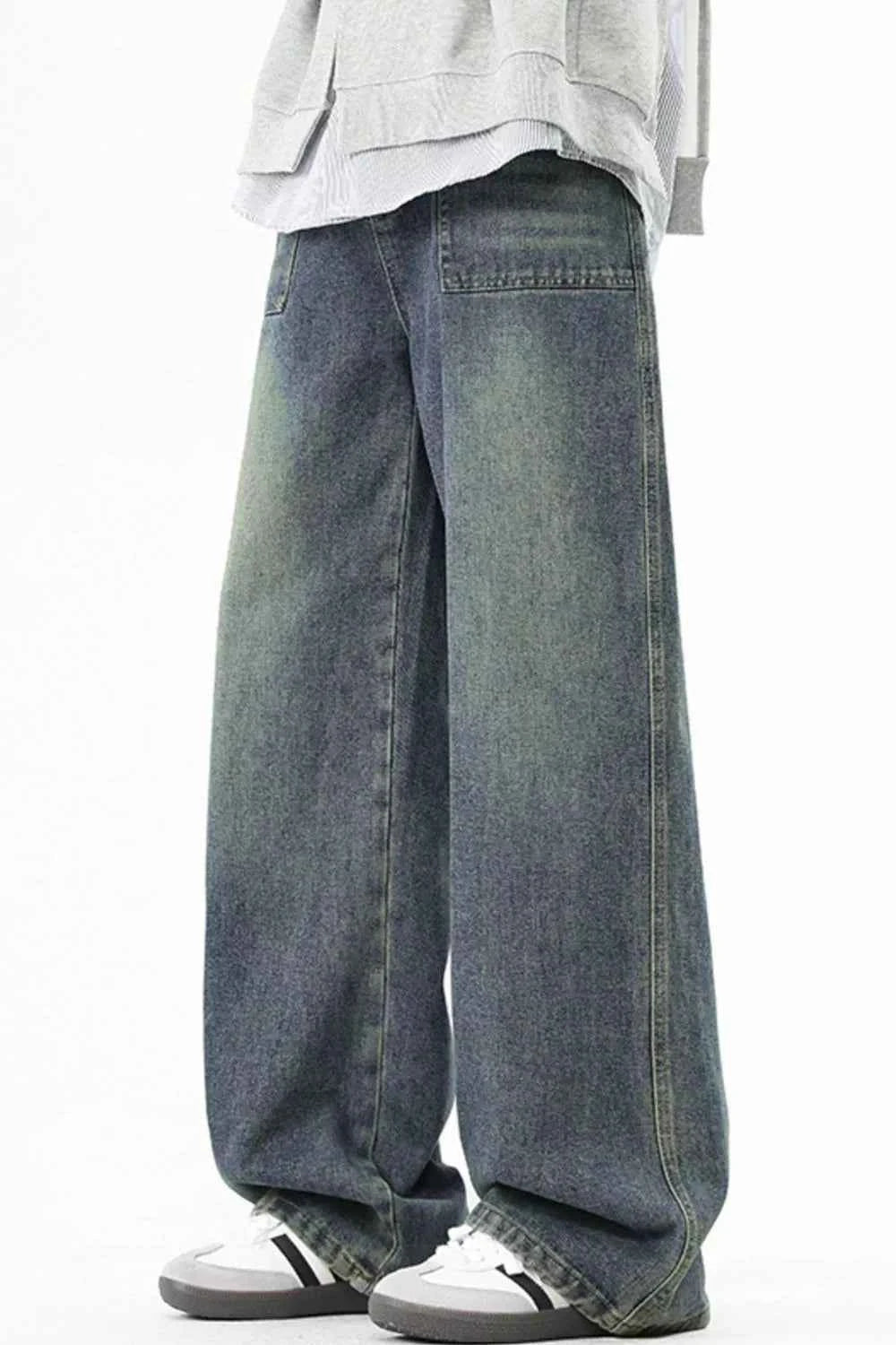 Men's Full Size Wide Leg Vintage Wash Jeans Plus Size