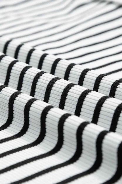 Striped Contrast Top and Shorts Set