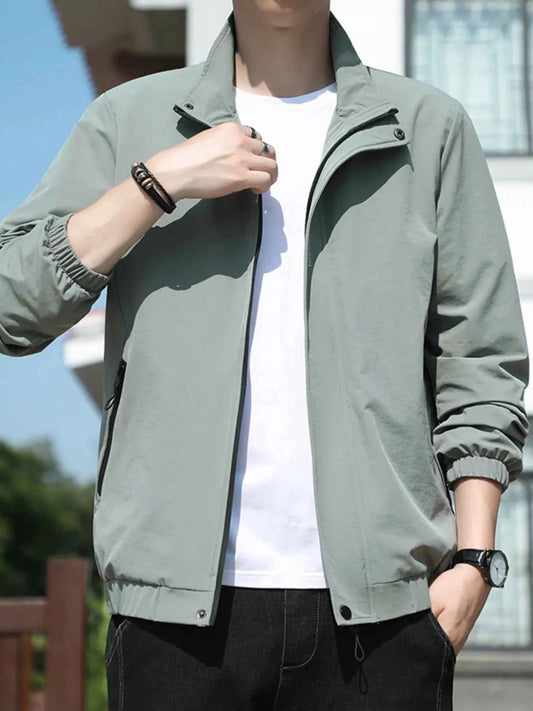 Men's Plus Size Zip Up Long Sleeve Jacket