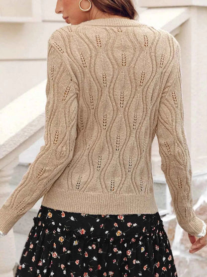 Pearl-Embellished V-Neck Pullover Sweater
