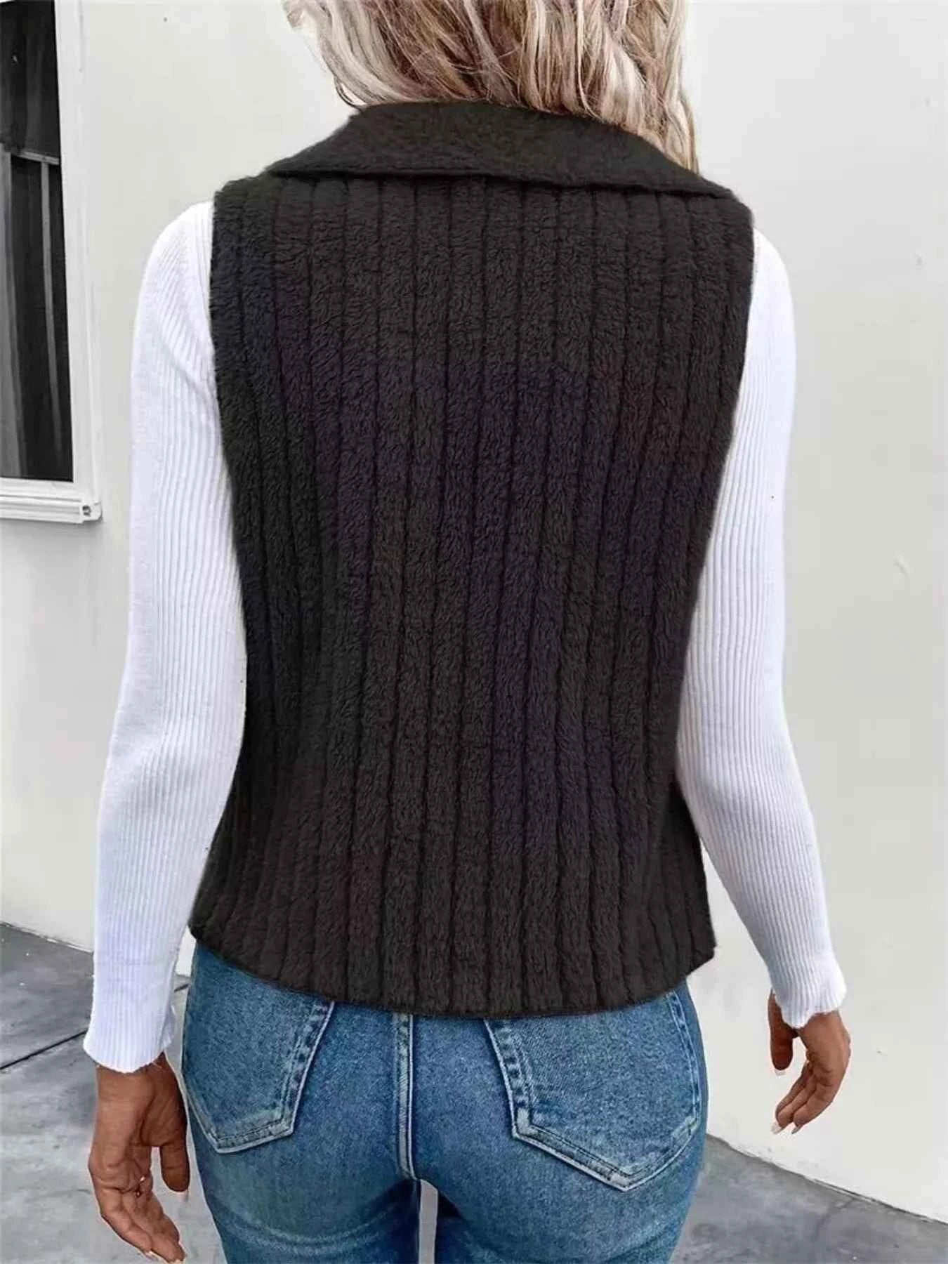 Cozy Fleece Open Front Vest Coat