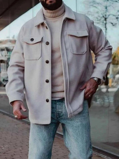 Men's Full Size Button Up Long Sleeve Jacket Plus Size