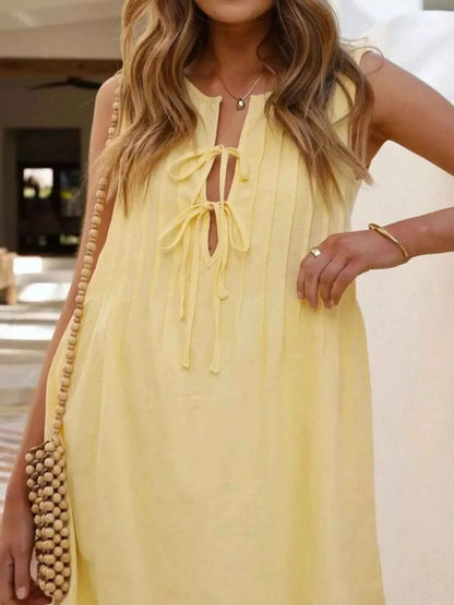 Sleeveless Tie-Front Mini Dress
