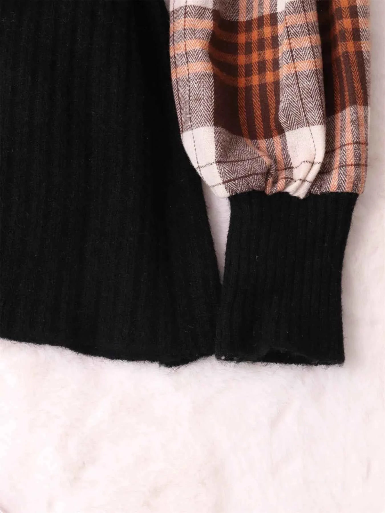 Plaid Long Sleeve Sweater Dress