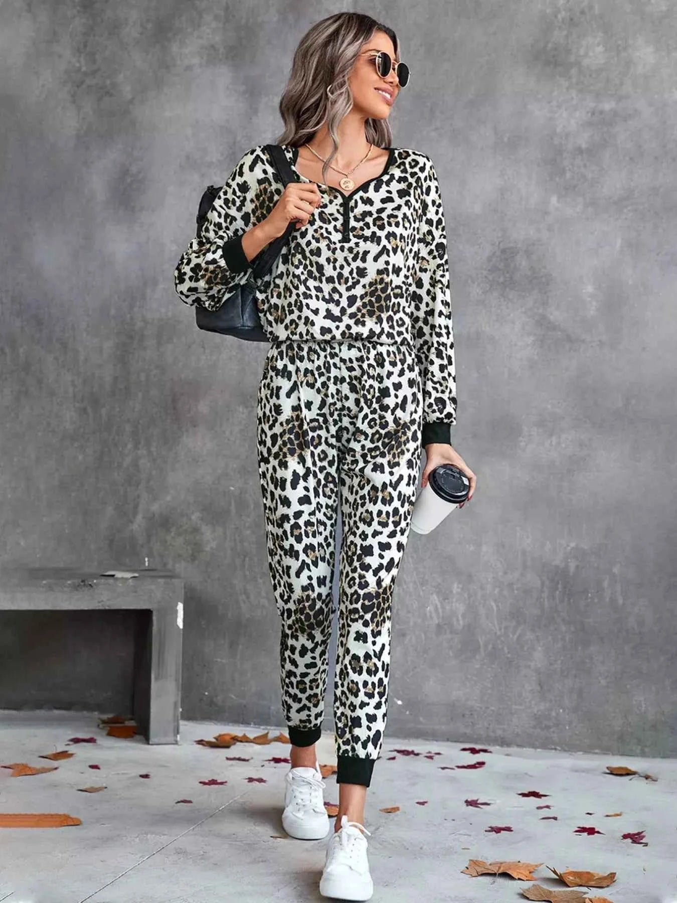Leopard Long Sleeve Top and Pants Set