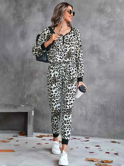 Leopard Long Sleeve Top and Pants Set