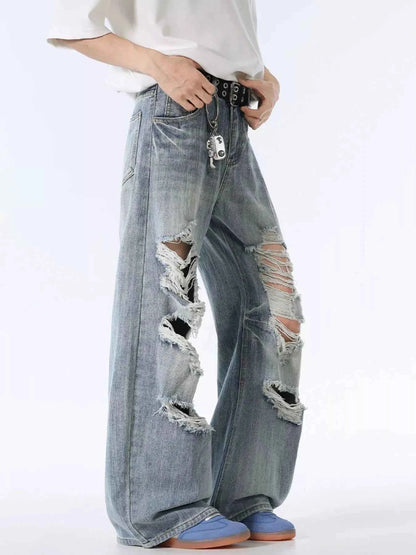 Men's Distressed Wide Leg Jeans