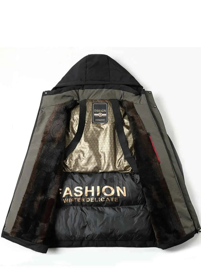 Men's Plus Size Thermal Lining Hooded Winter Coat