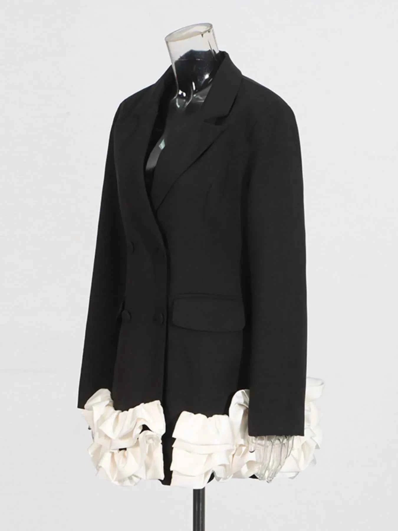 Ruffle Hem Double-Breasted Blazer Dress