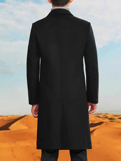 Men's Plus Size Double-Breasted Longline Coat
