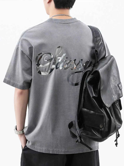 Men's Plus Size Oversized Round Neck Letter Graphic T-Shirt